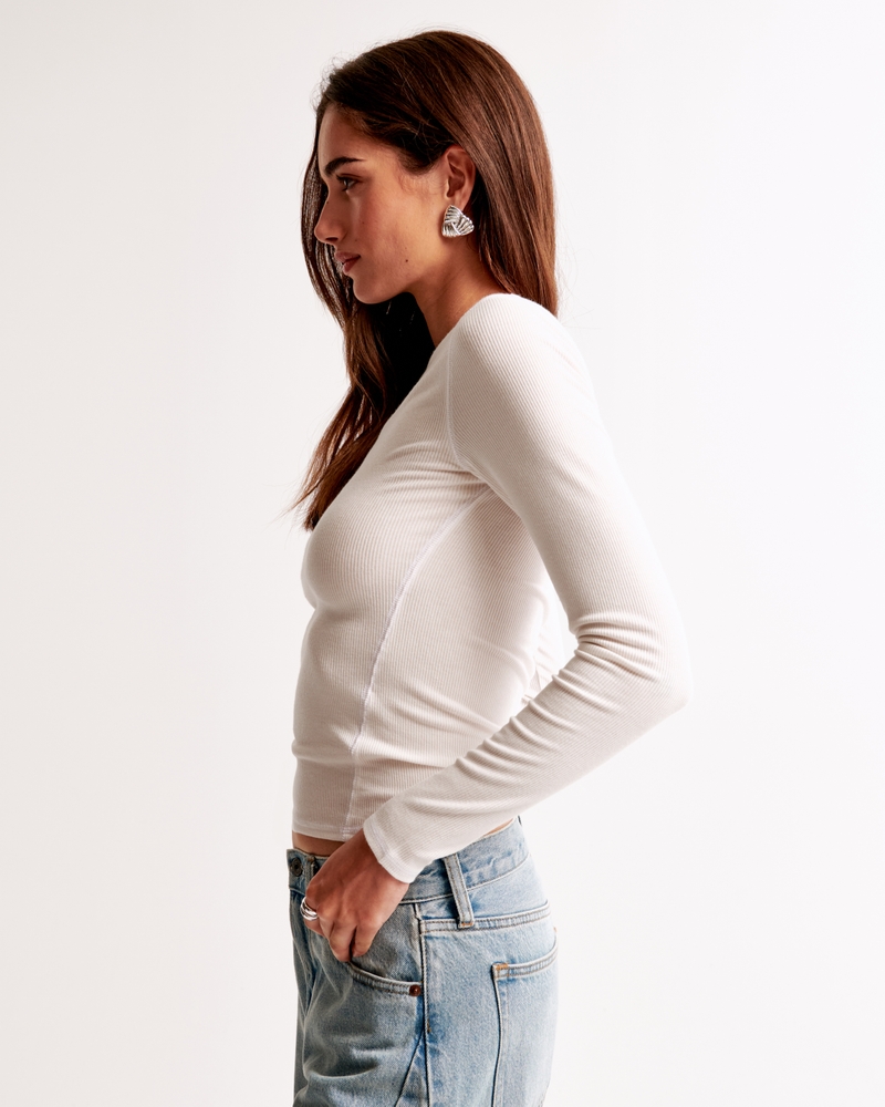 Long-Sleeve Featherweight Rib Tuckable Slash Top