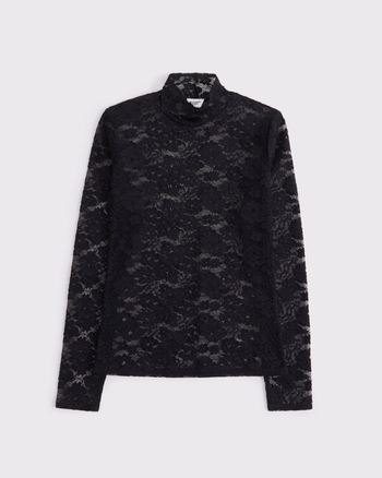 売れ筋商品|||ラッキーブランド カットソー トップス レディース Women's Printed Cotton Tie-Neck Lace-Trim Top Black Multi FNS306 - Floral Lace Long Sleeve Top – Los Angeles Apparel