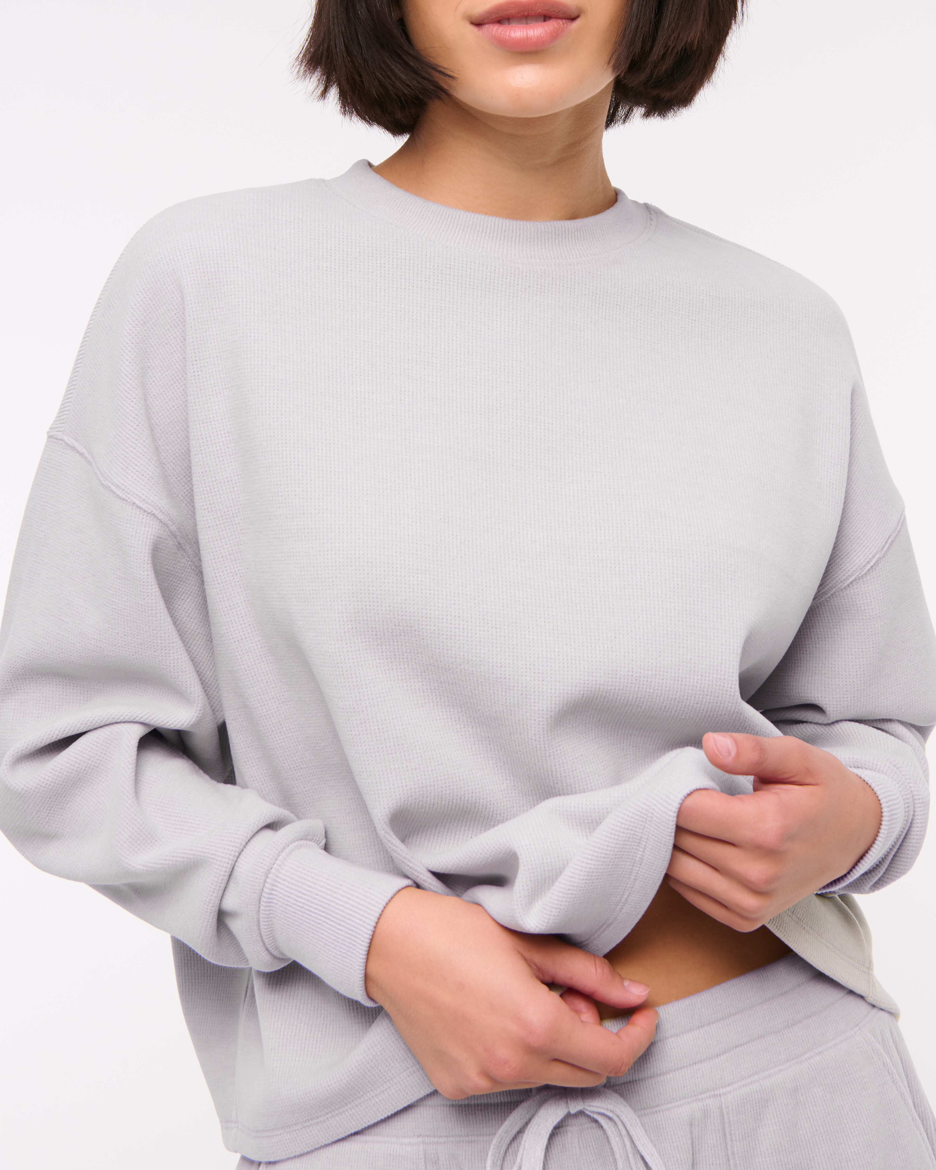 Женские футболки Abercrombie & Fitch Long-Sleeve Oversized Lounge Waffle Tee — фото 3