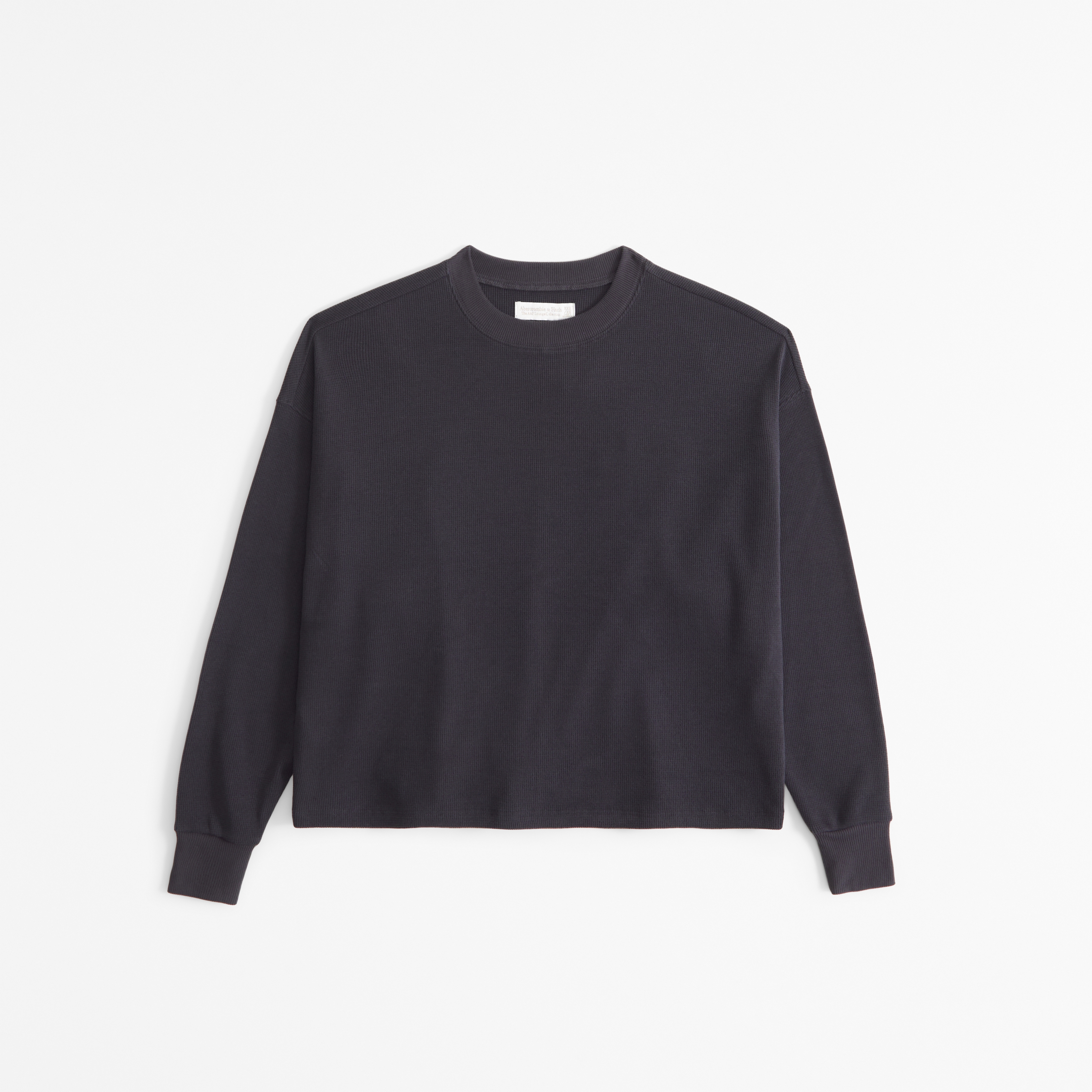 Abercrombie & Fitch Long-sleeve Oversized Lounge Waffle Tee In Gray