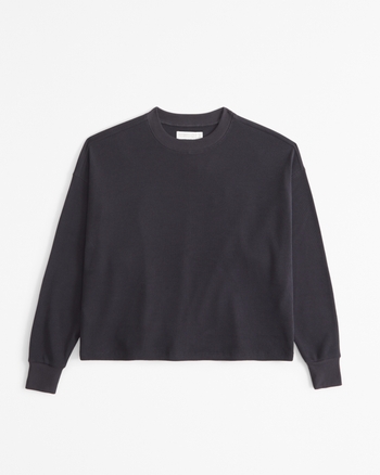 Long-Sleeve Oversized Lounge Waffle Tee