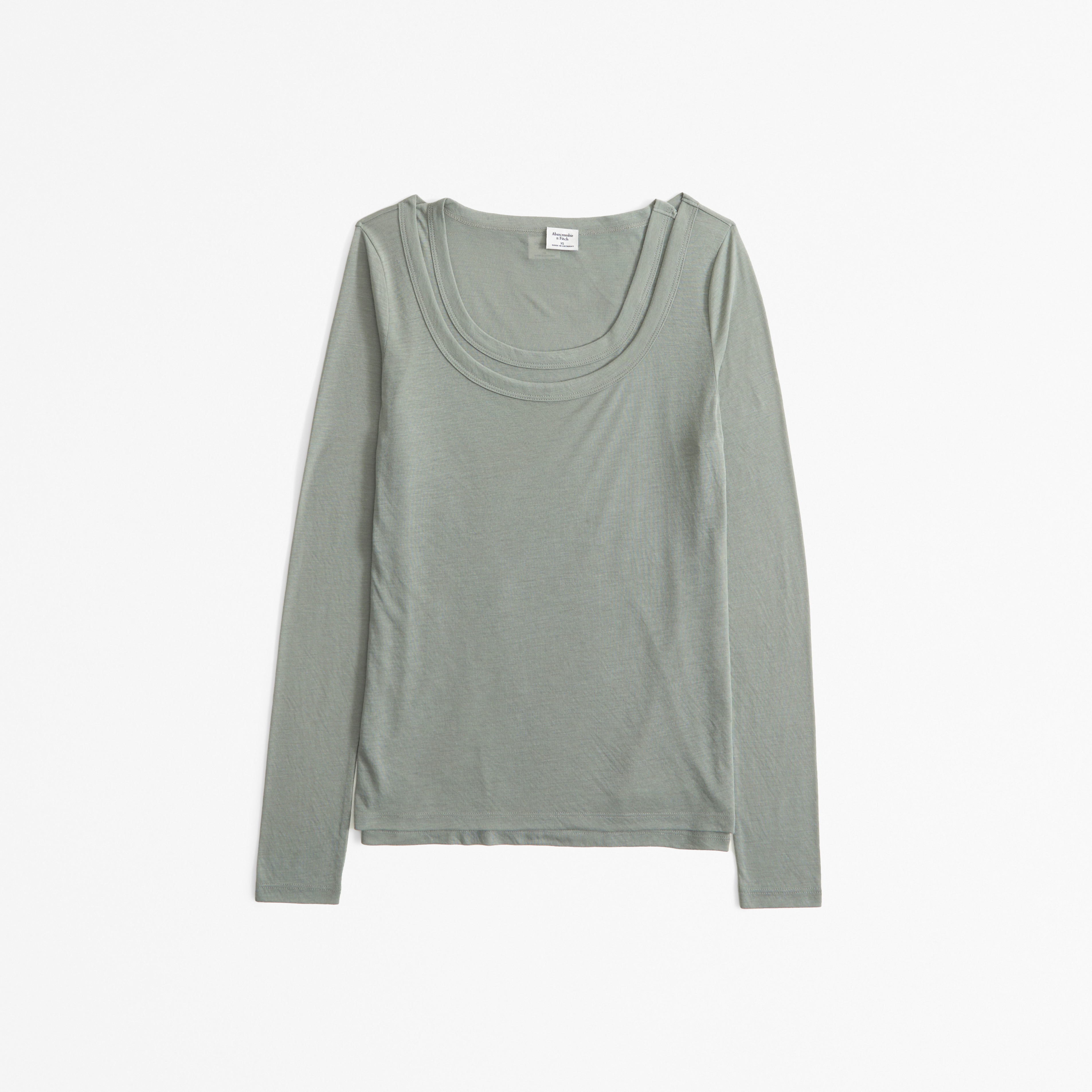 Abercrombie & Fitch Long-sleeve Balletic Scoopneck Top In Gray