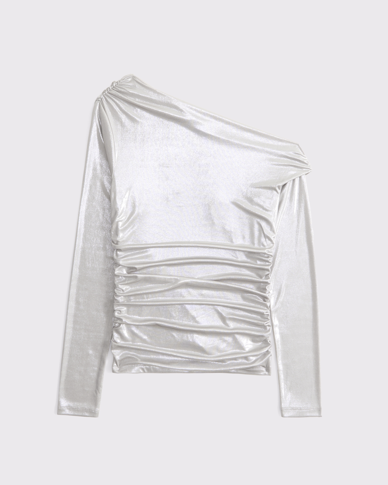 Long-Sleeve Liquid Shine Draped Top