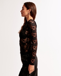 Women's Long-Sleeve Lace Slash Top | Women's Tops