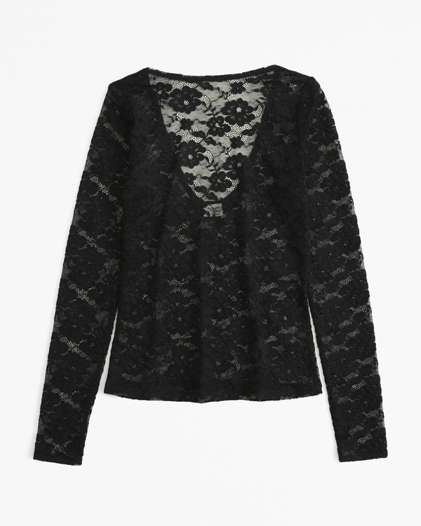Women's Long-Sleeve Lace Slash Top | Women's Tops | Abercrombie.com