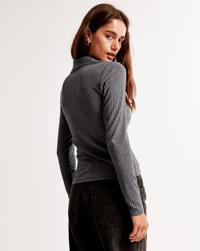 Long-Sleeve Wide Rib Polo Top