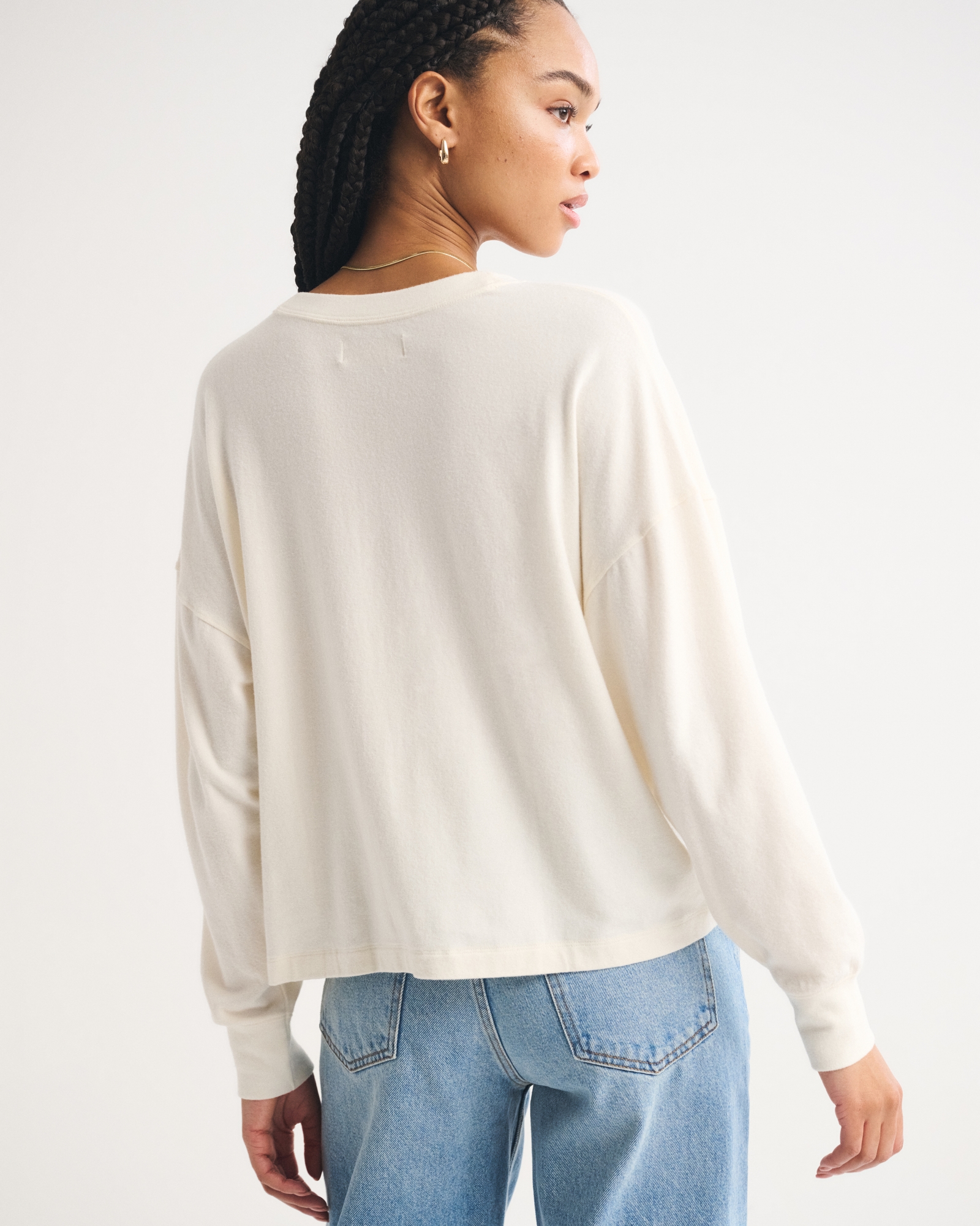 Long-Sleeve Cozy Lounge Knit Oversized Henley Top
