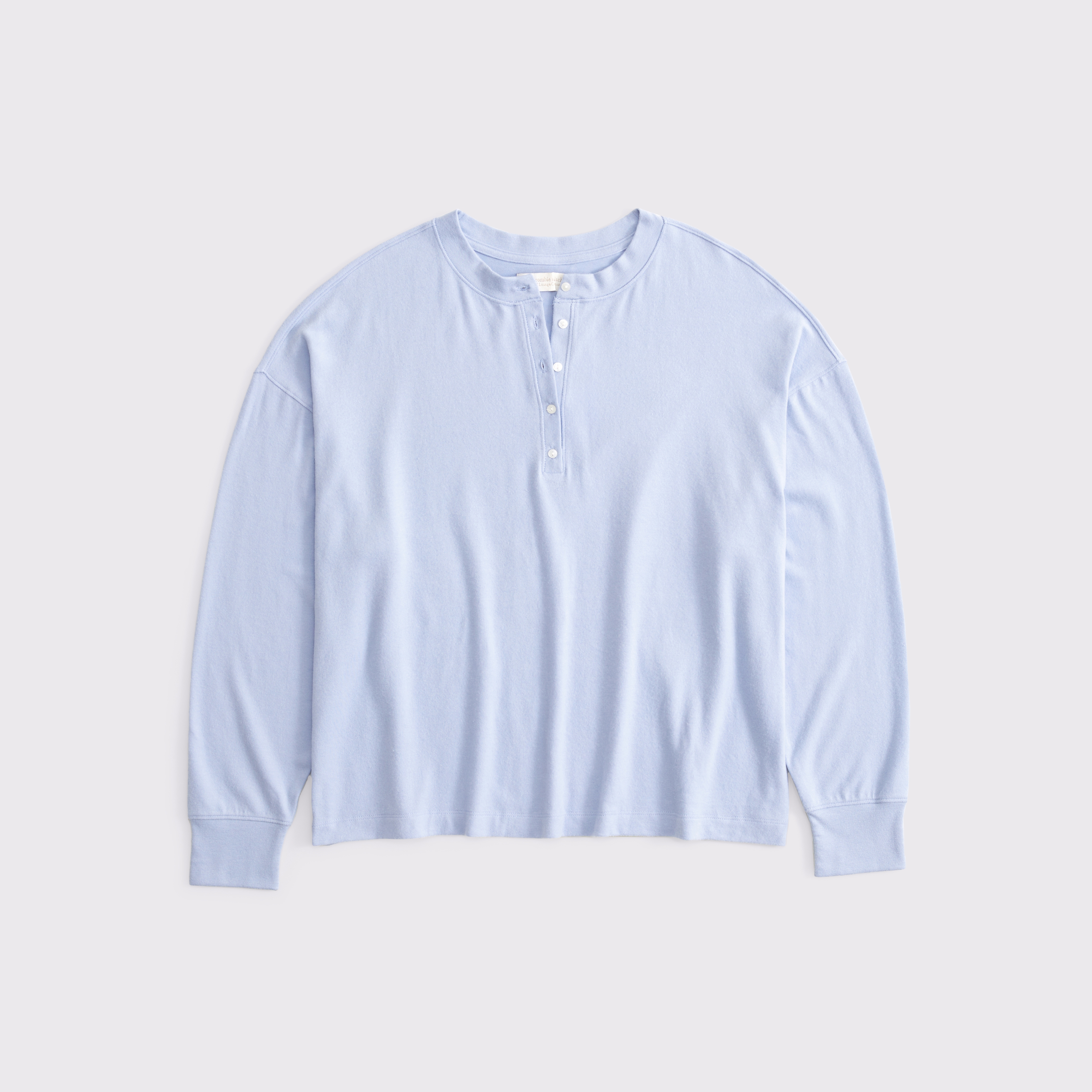 Abercrombie & Fitch Long-sleeve Cozy Lounge Knit Oversized Henley Top In Purple