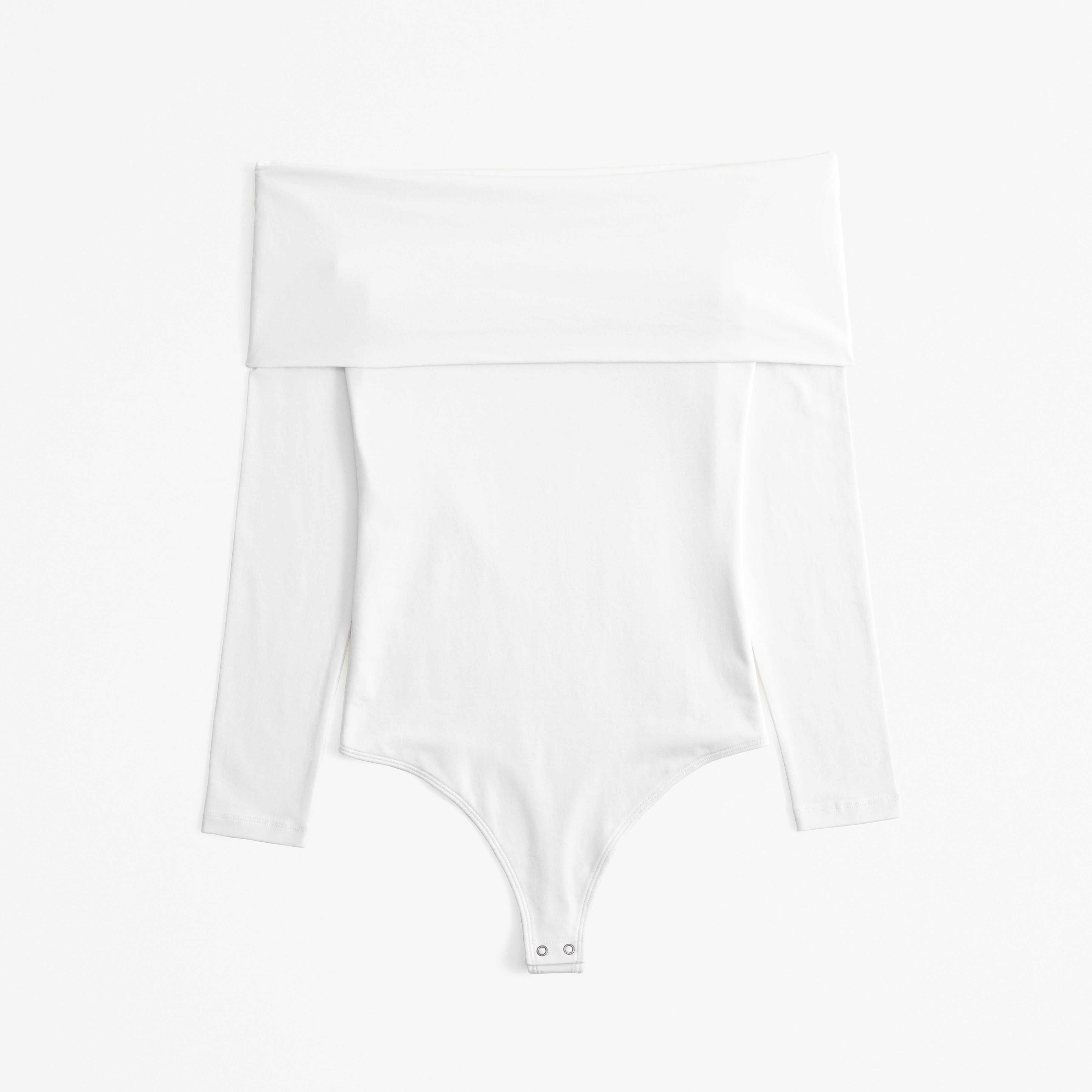 Abercrombie & Fitch Long-sleeve Cotton-blend Seamless Fabric Off-the-shoulder Bodysuit In White