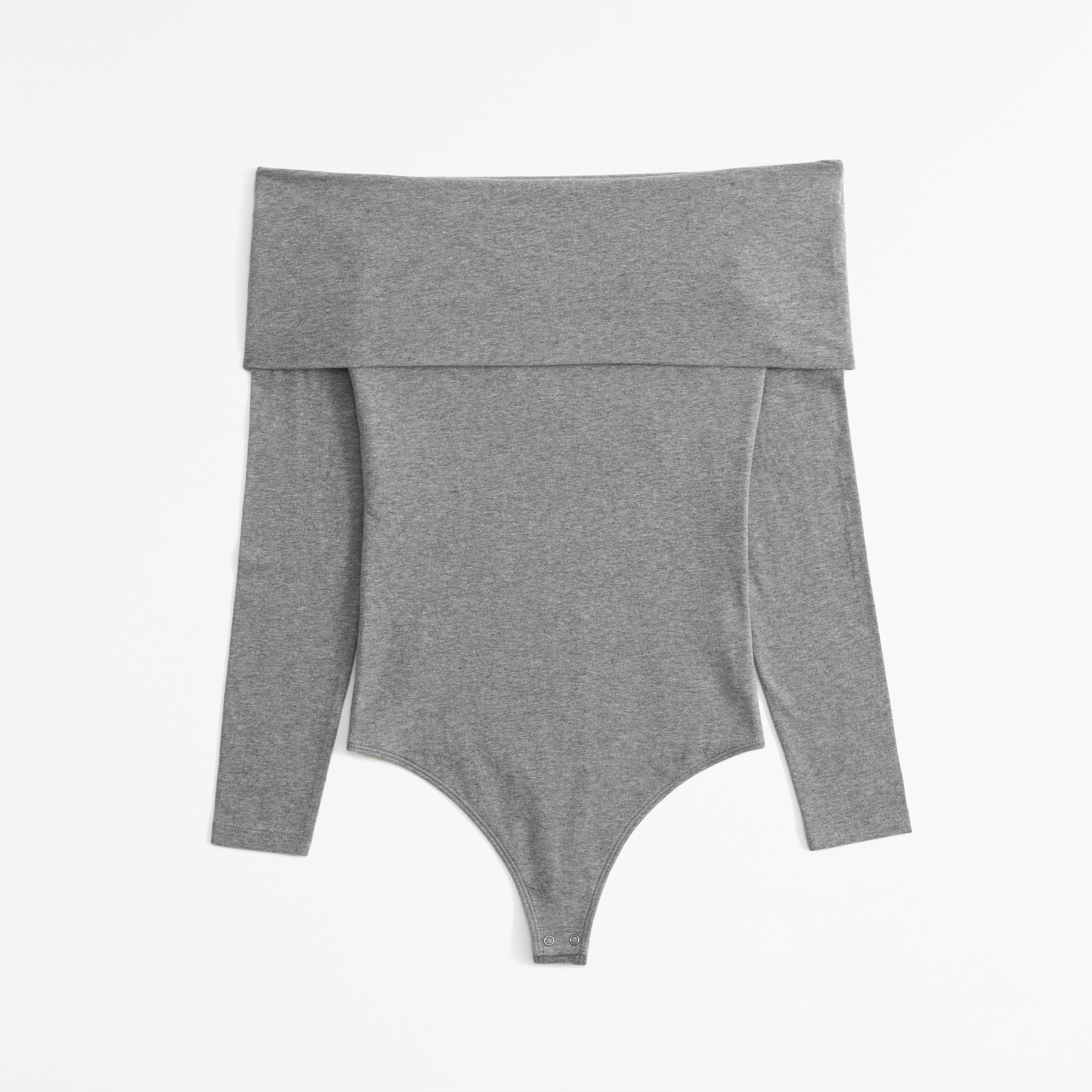 Abercrombie & Fitch Long-sleeve Cotton-blend Seamless Fabric Off-the-shoulder Bodysuit In Gray