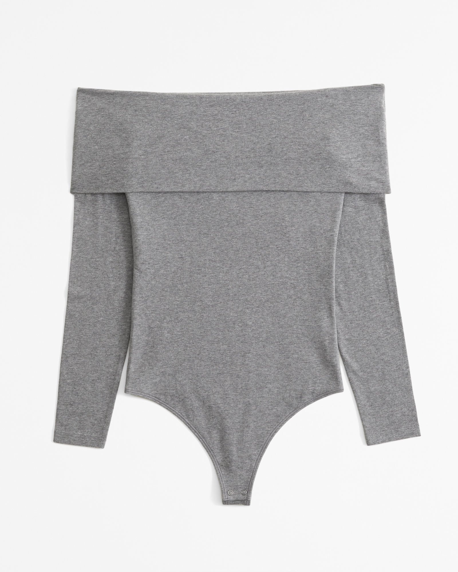 Long-Sleeve Cotton-Blend Seamless Fabric Off-The-Shoulder Bodysuit