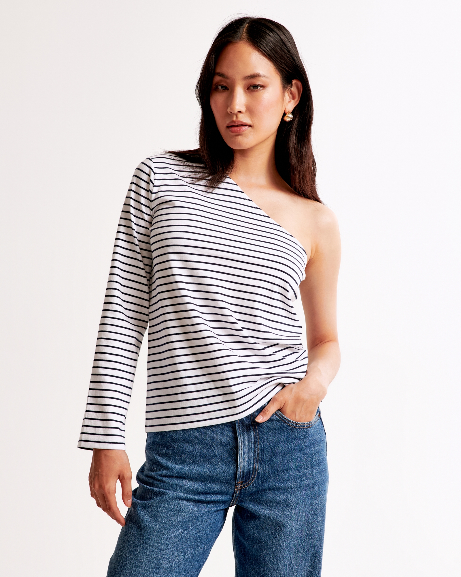 Asymmetrical Premium Polished Long-Sleeve Top