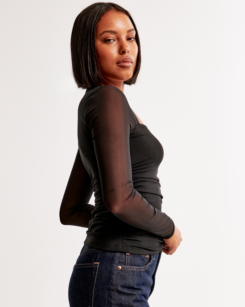 The A&F Ava Long-Sleeve Mesh Top