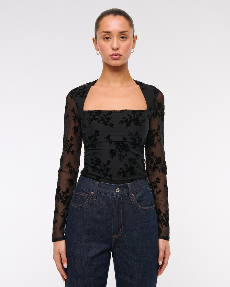 The A&F Ava Long-Sleeve Mesh Top