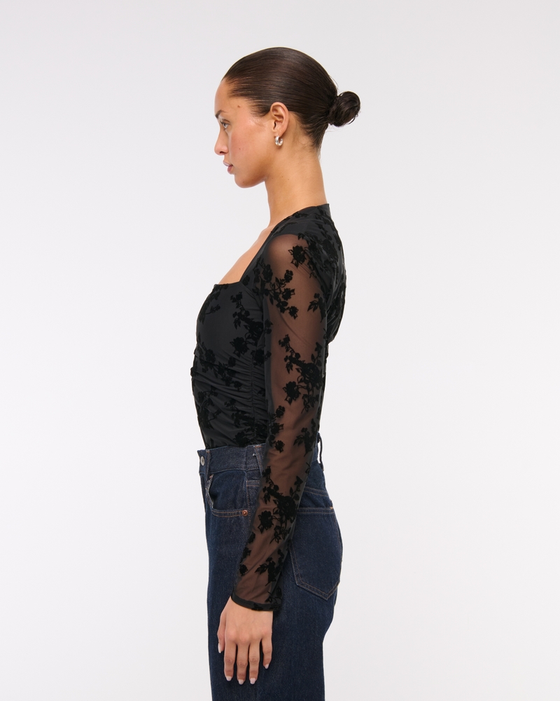 The A&F Ava Long-Sleeve Mesh Top