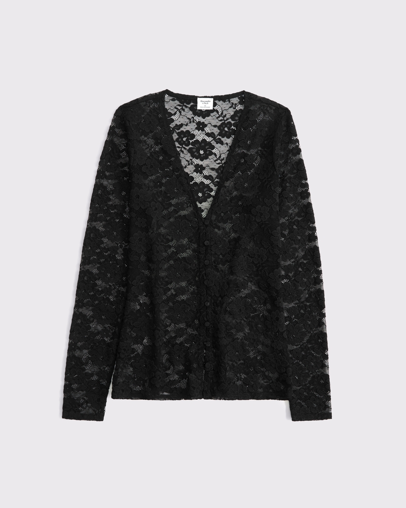 Women's Long-Sleeve Lace Button-Through Top | Women's Women's Long-Sleeve Lace Button-Through Top | Women's