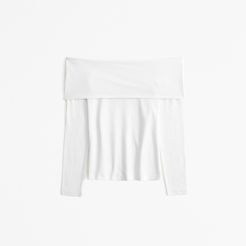 Женские топы Abercrombie & Fitch Long-Sleeve Cotton-Blend Seamless Fabric Tuckable Off-The-Shoulder Top