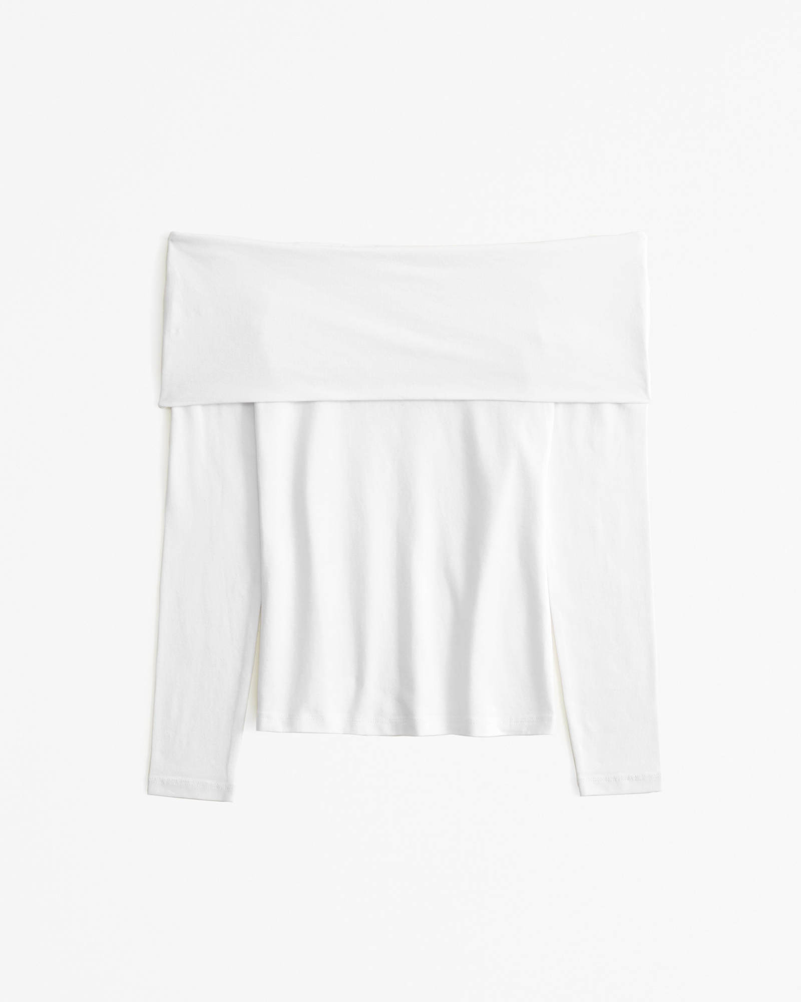 Long-Sleeve Cotton-Blend Seamless Fabric Tuckable Off-The-Shoulder Top