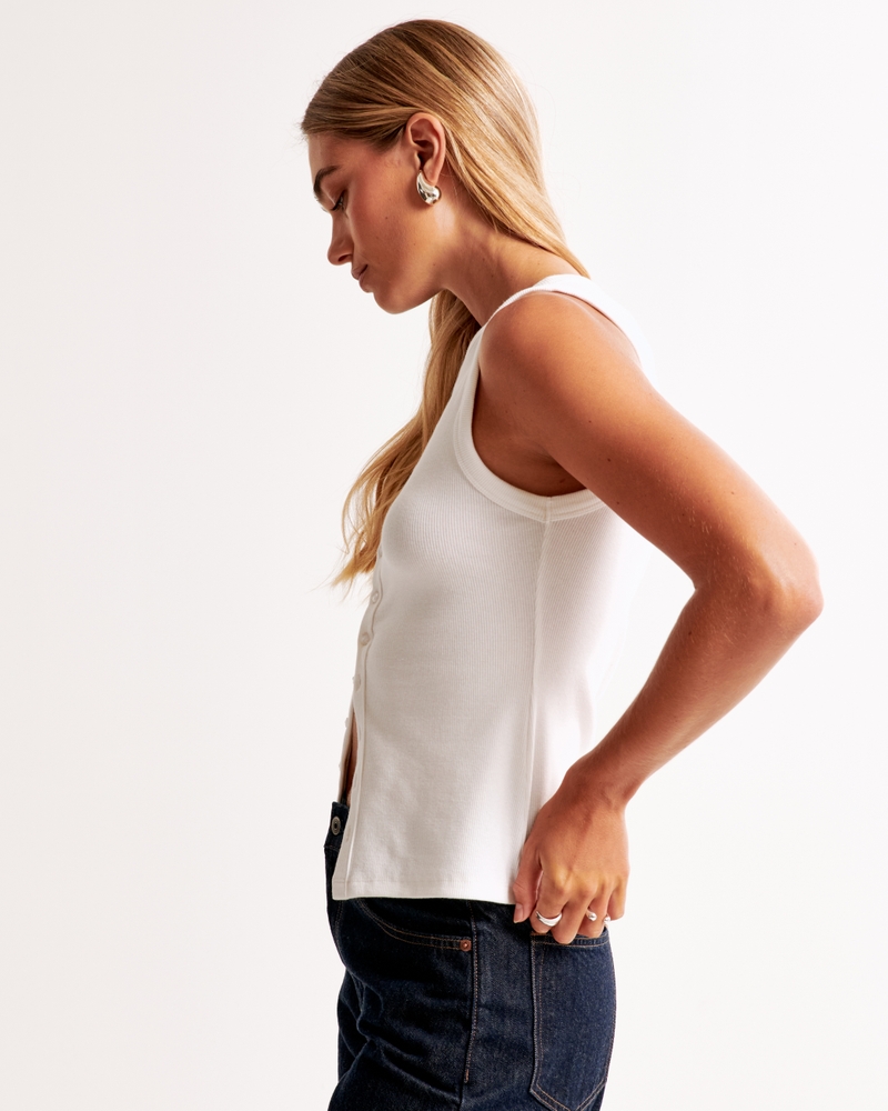 Rib Crew Button-Up Top