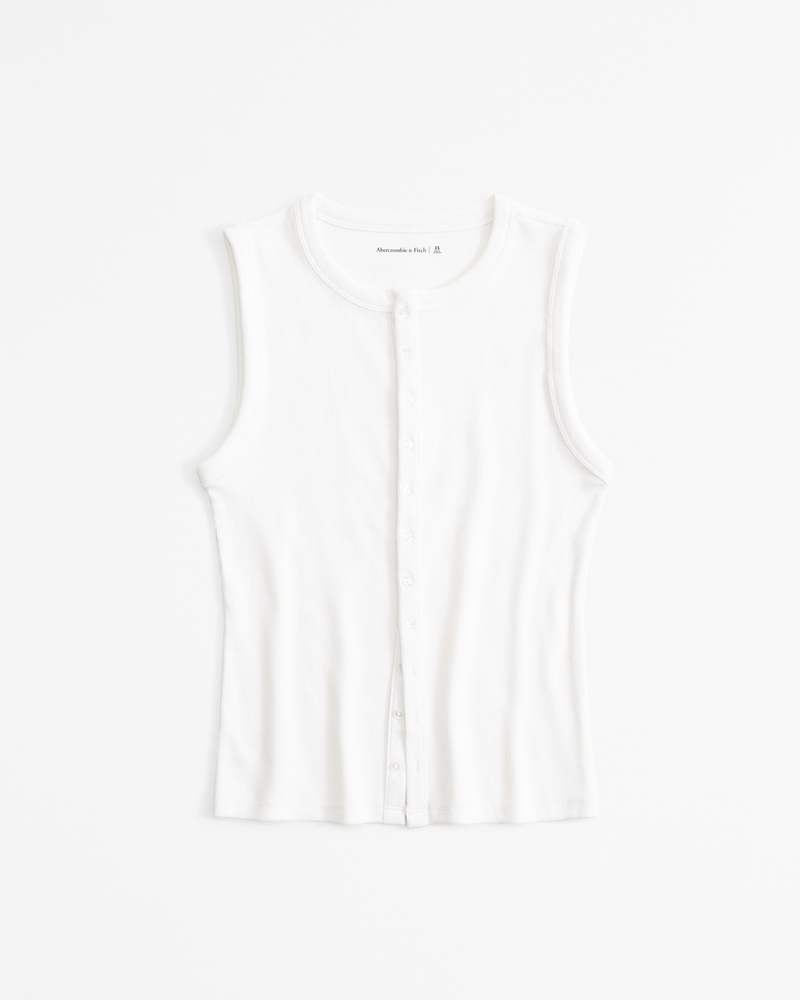 Rib Crew Button-Up Top