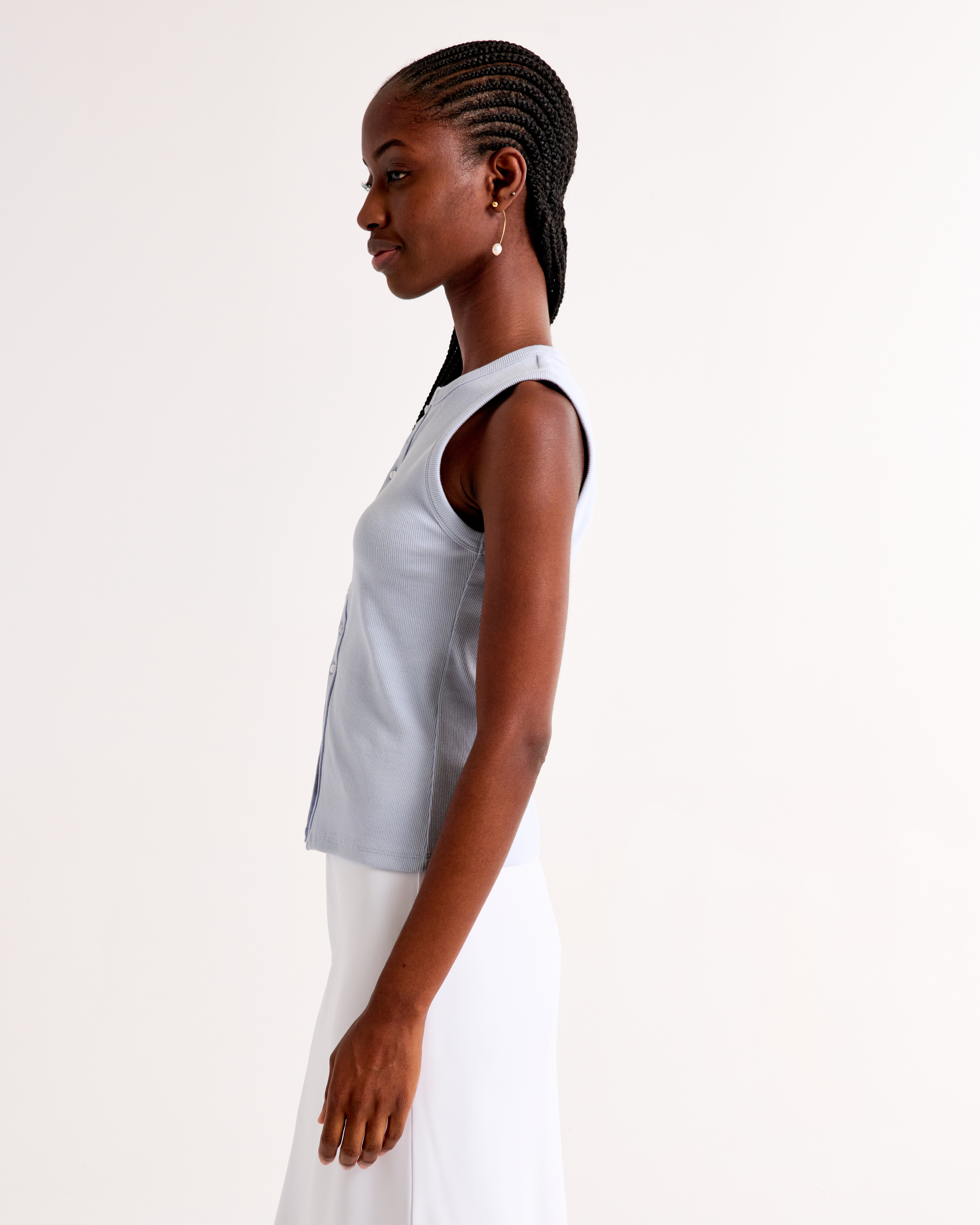 Women's Rib Crew Button-Up Top | Women's Clearance