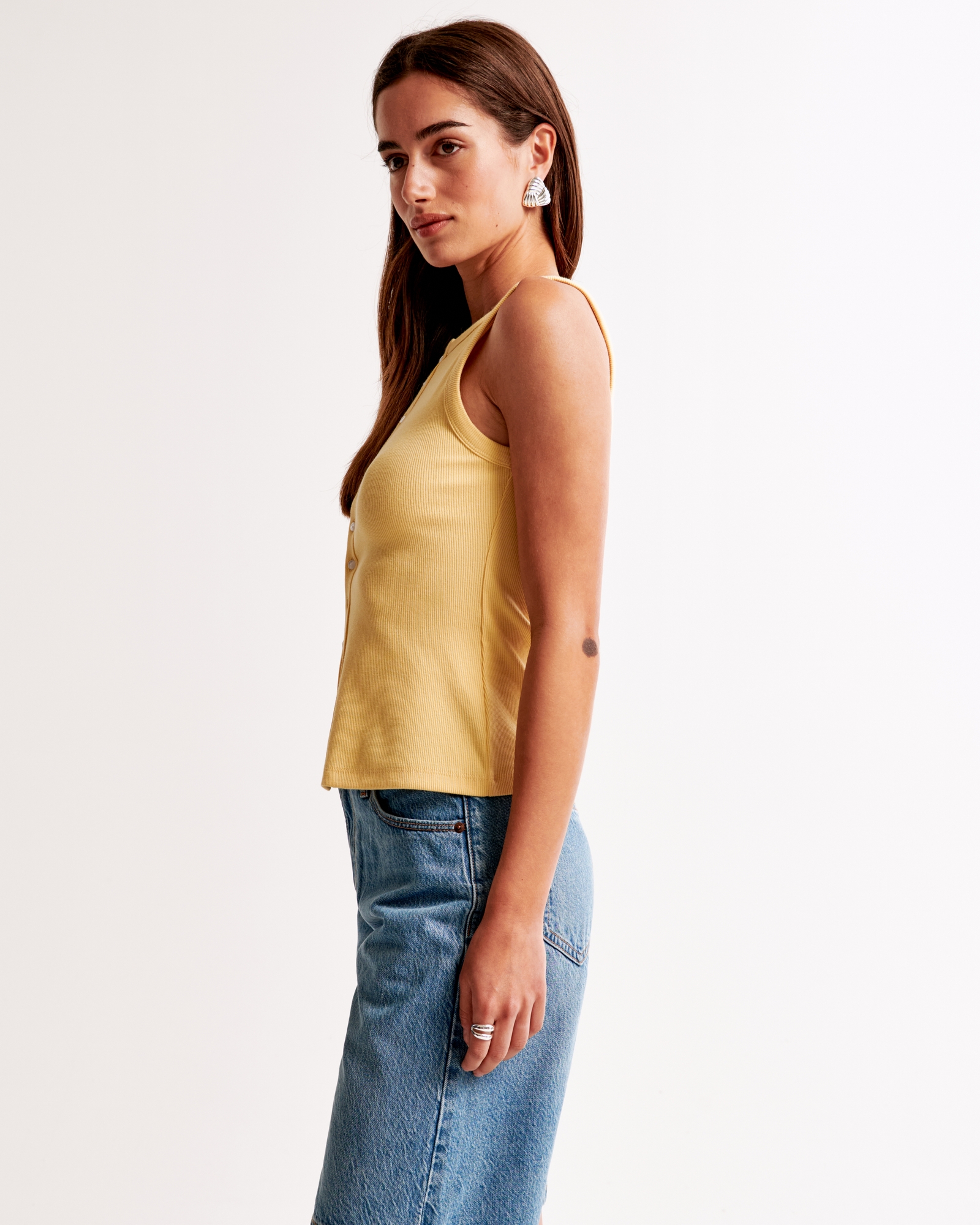 Rib Crew Button-Up Top