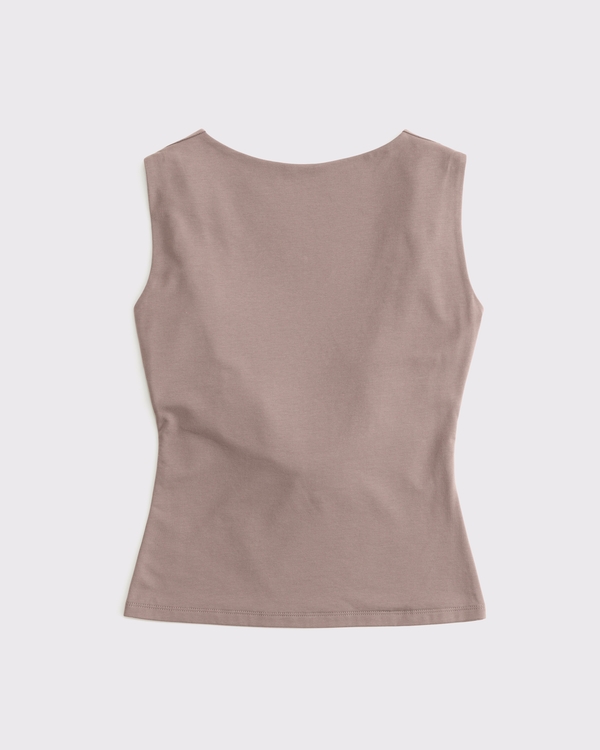 Draped Cowl Hardware Back Top, Deep Taupe view 1