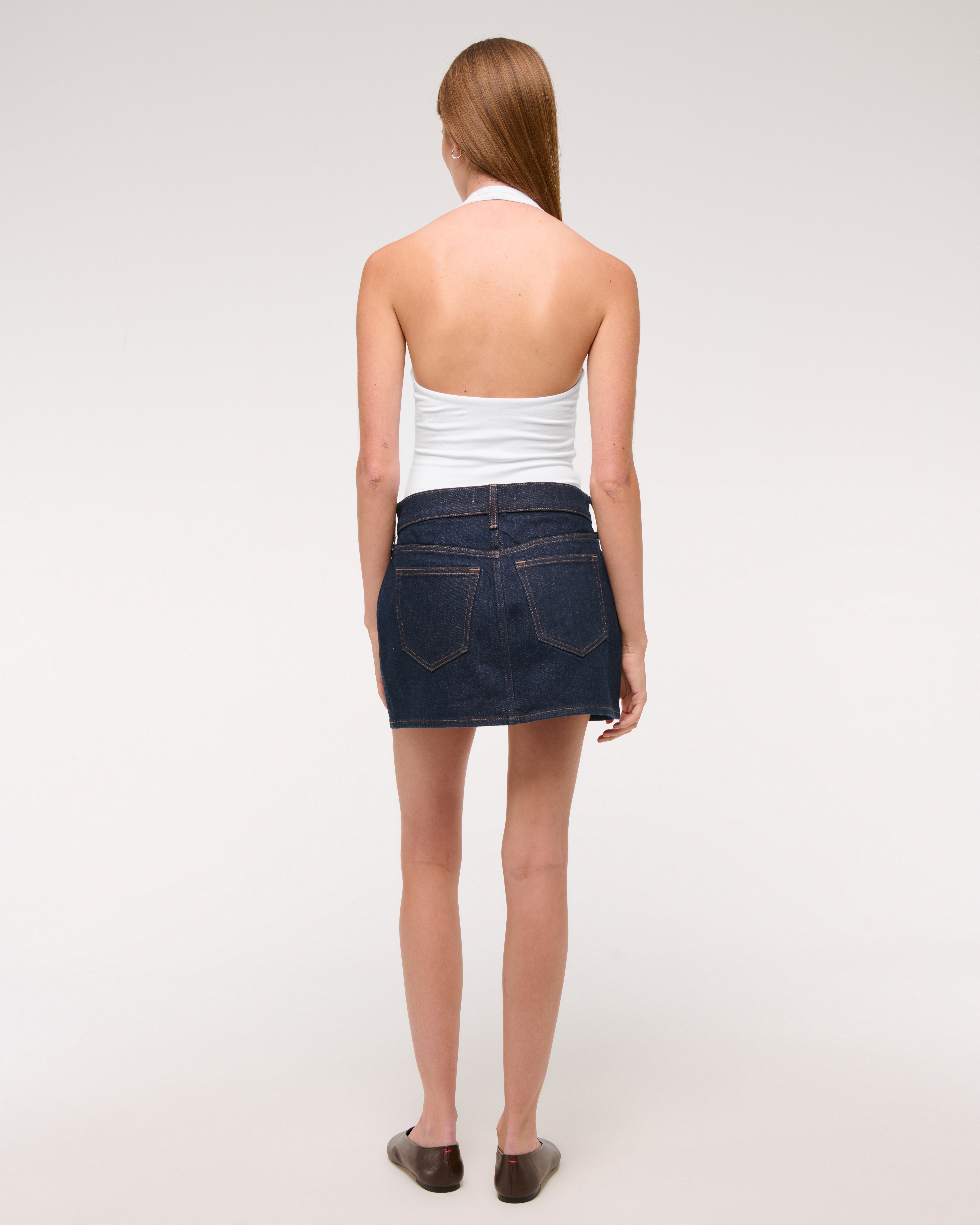 Abercrombie & Fitch Cotton-blend Seamless Fabric Halter Bodysuit In White