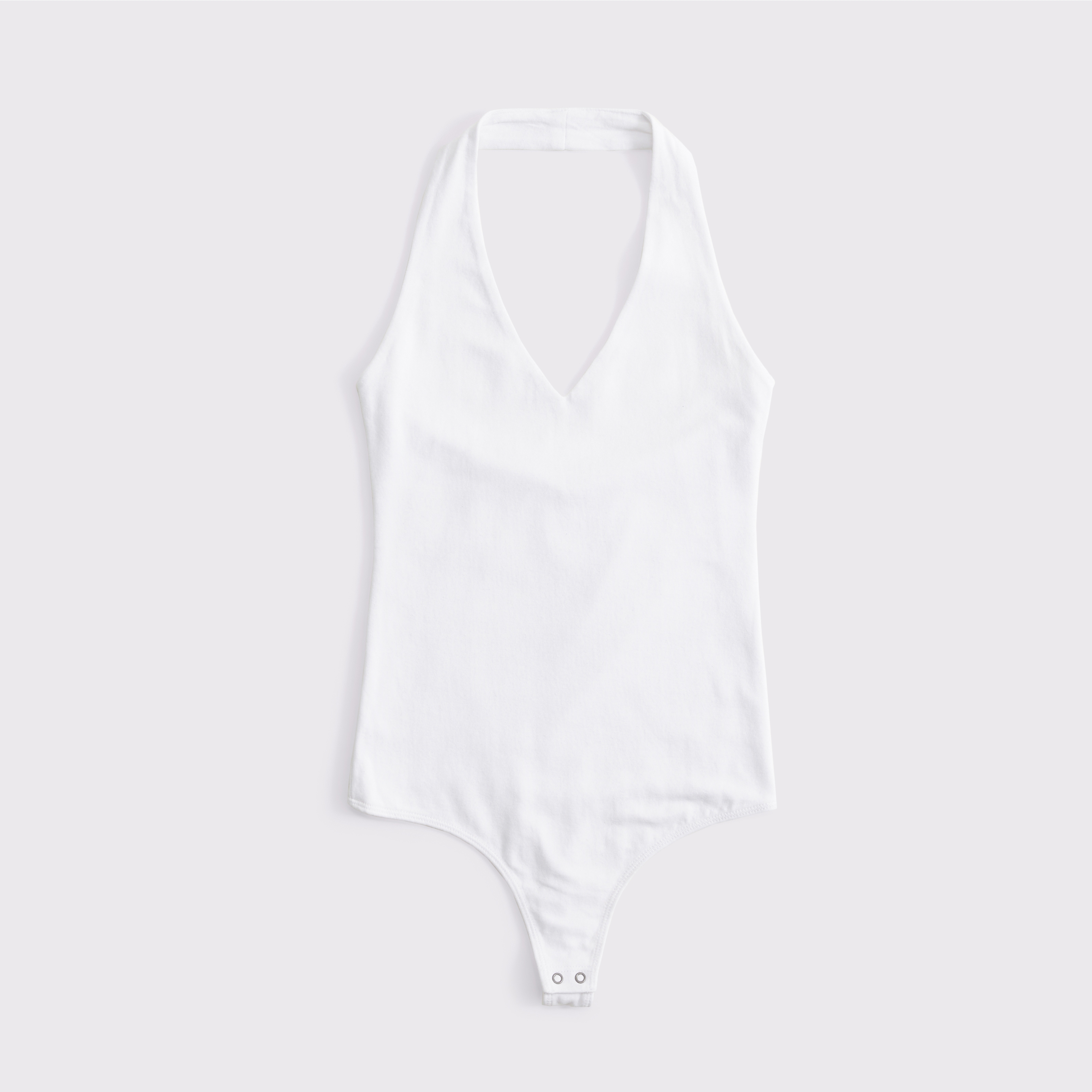 Abercrombie & Fitch Cotton-blend Seamless Fabric Halter Bodysuit In White