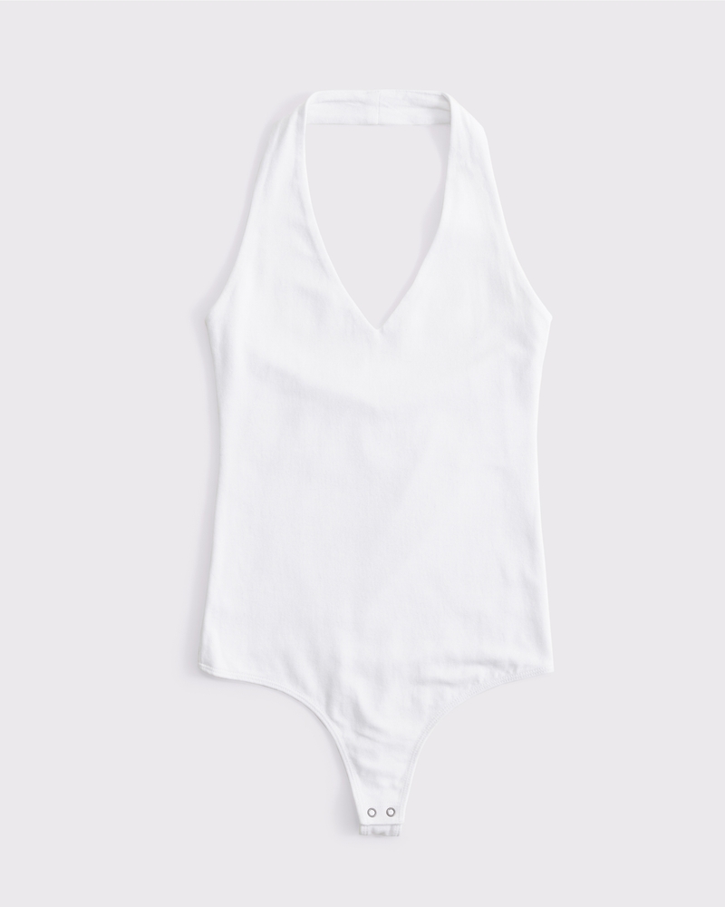 Women's Cotton-Blend Seamless Fabric Halter Bodysuit