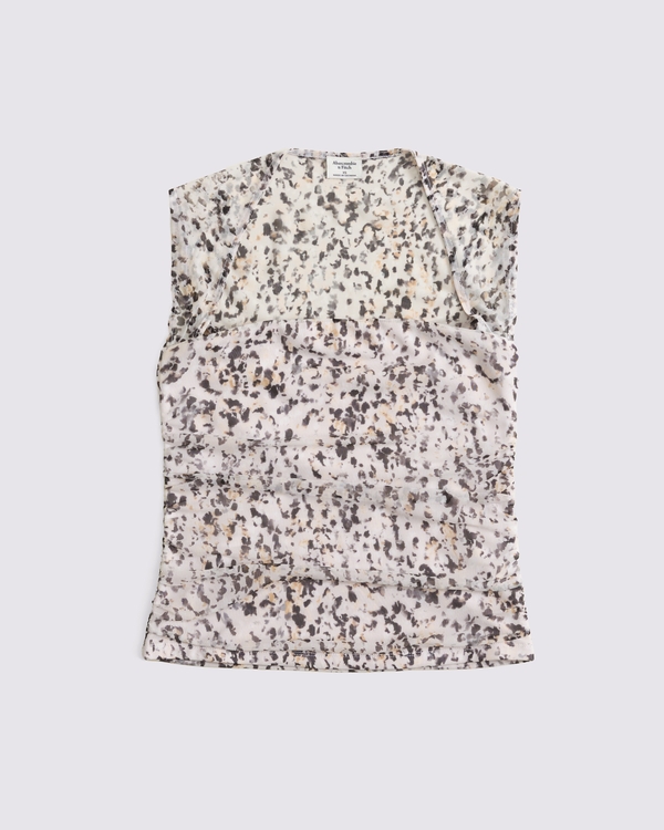 The A&F Ava Mesh Top, Cream Pattern view 1