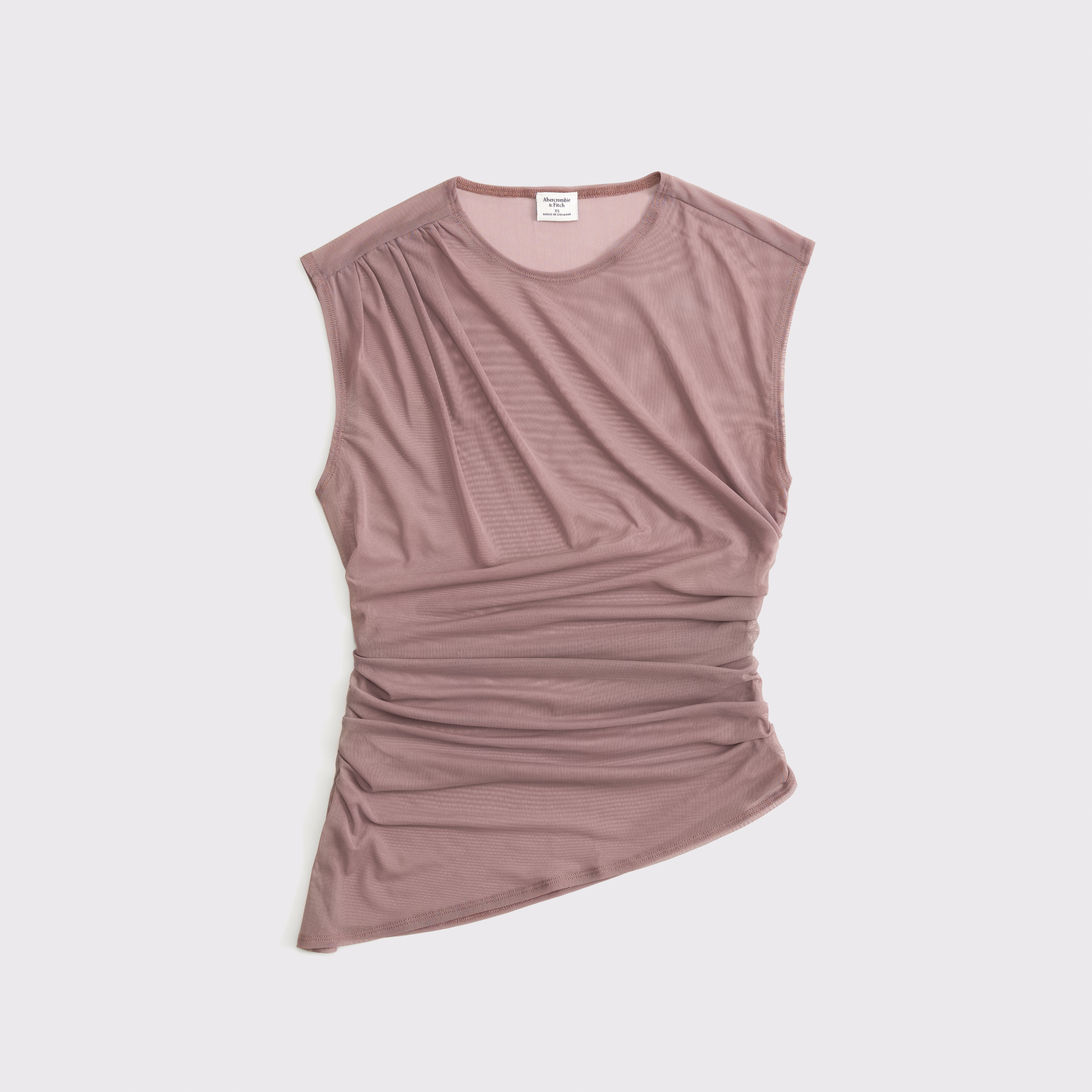 Abercrombie & Fitch Draped Mesh Top In Brown