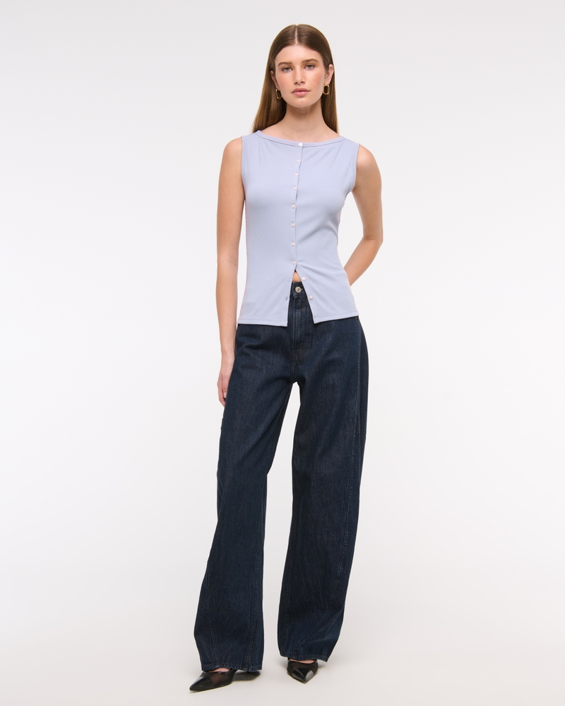 Slash Button-Through Top