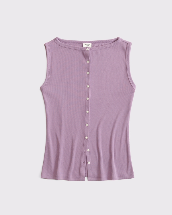 Slash Button-Through Top, Purple view 1
