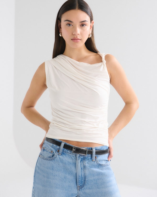Draped Twist Top, Cream view 1