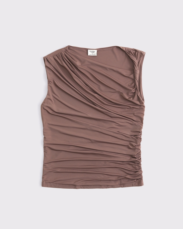 Draped Twist Top, Brown view 1
