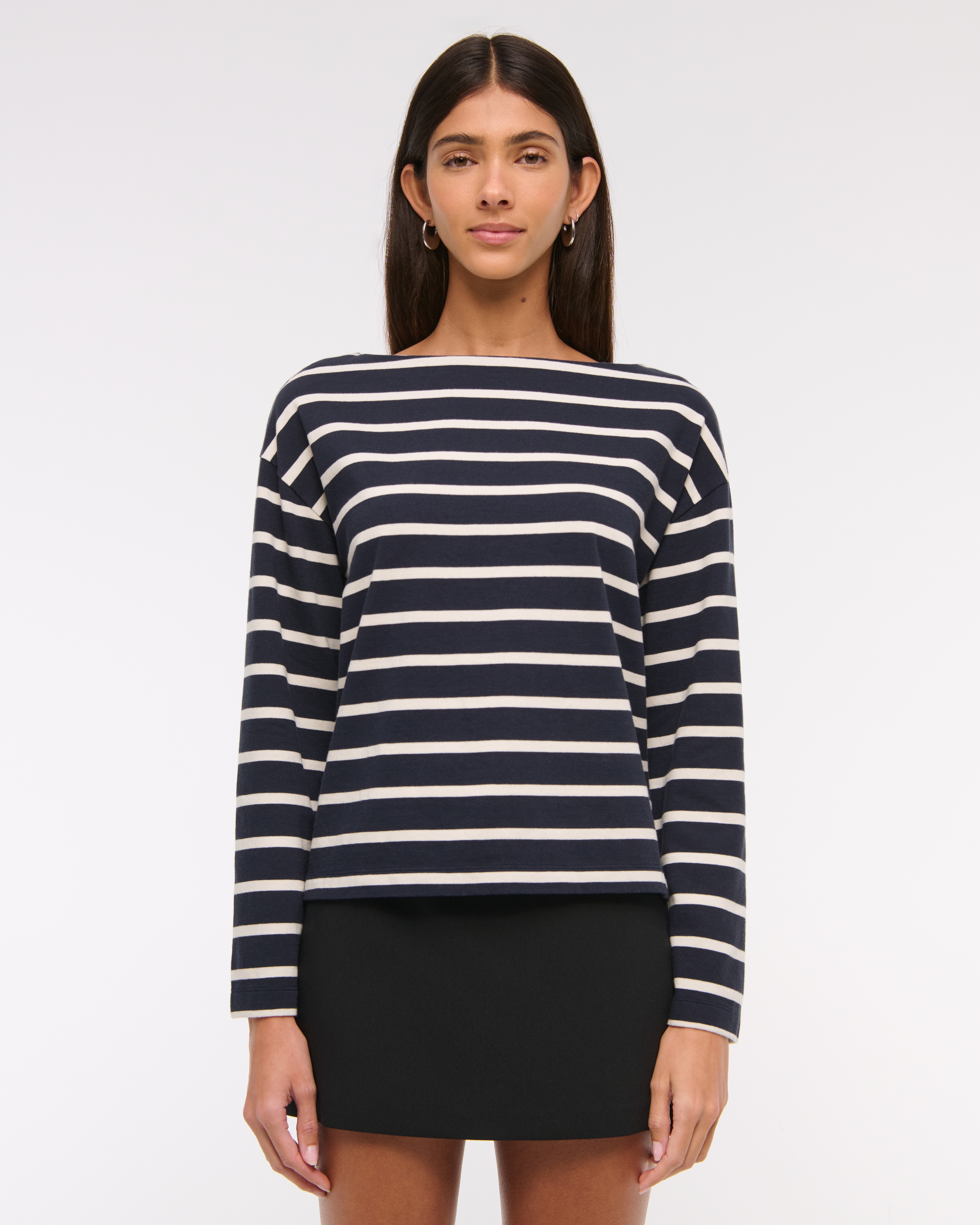 Abercrombie & Fitch Long-sleeve Heavyweight Jersey Slash Tee In Blue