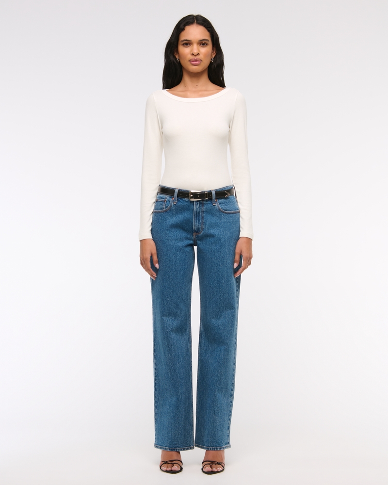 Long-Sleeve Boatneck Featherweight Rib Top