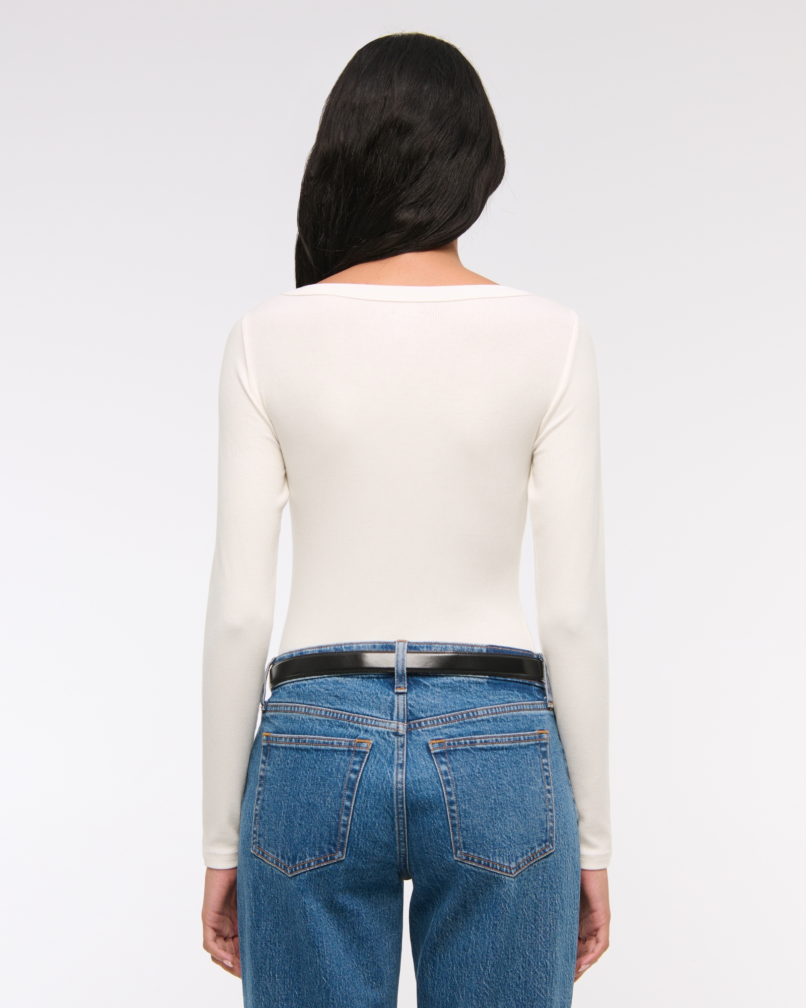 Long-Sleeve Boatneck Featherweight Rib Top
