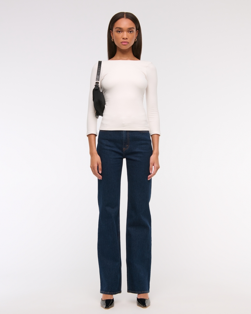 Long-Sleeve Balletic Scoop-Back Top