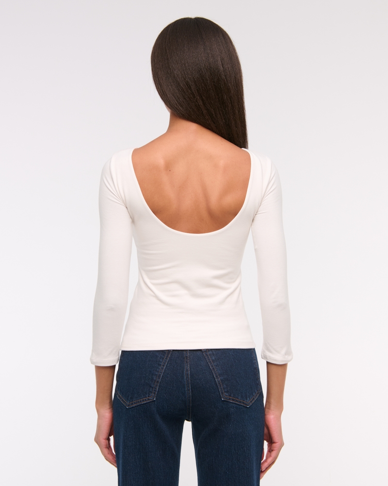 Long-Sleeve Balletic Scoop-Back Top