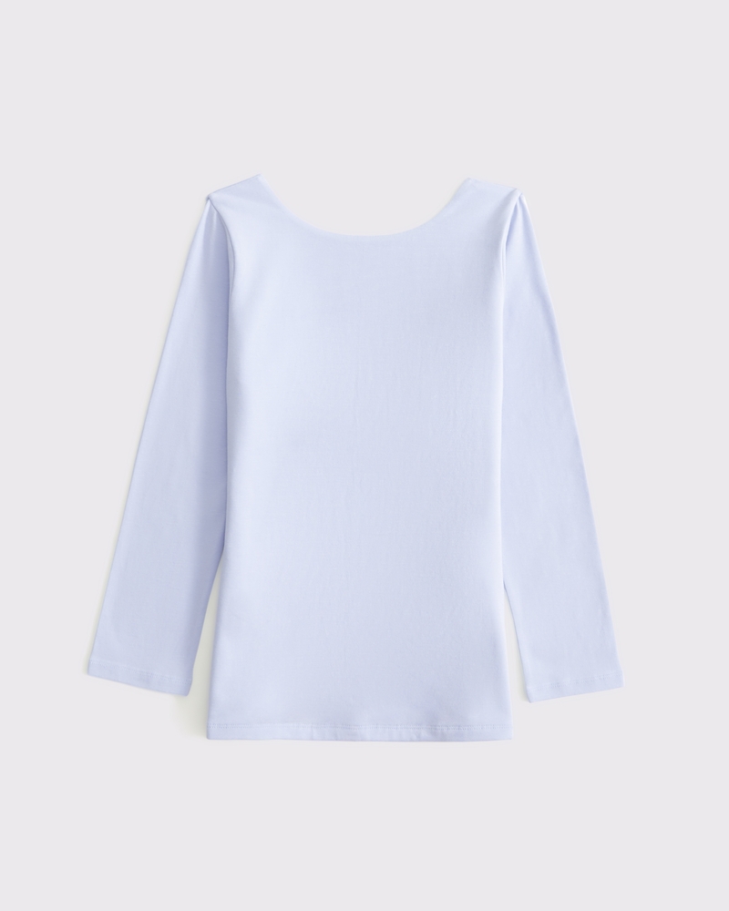 Long-Sleeve Balletic Scoop-Back Top