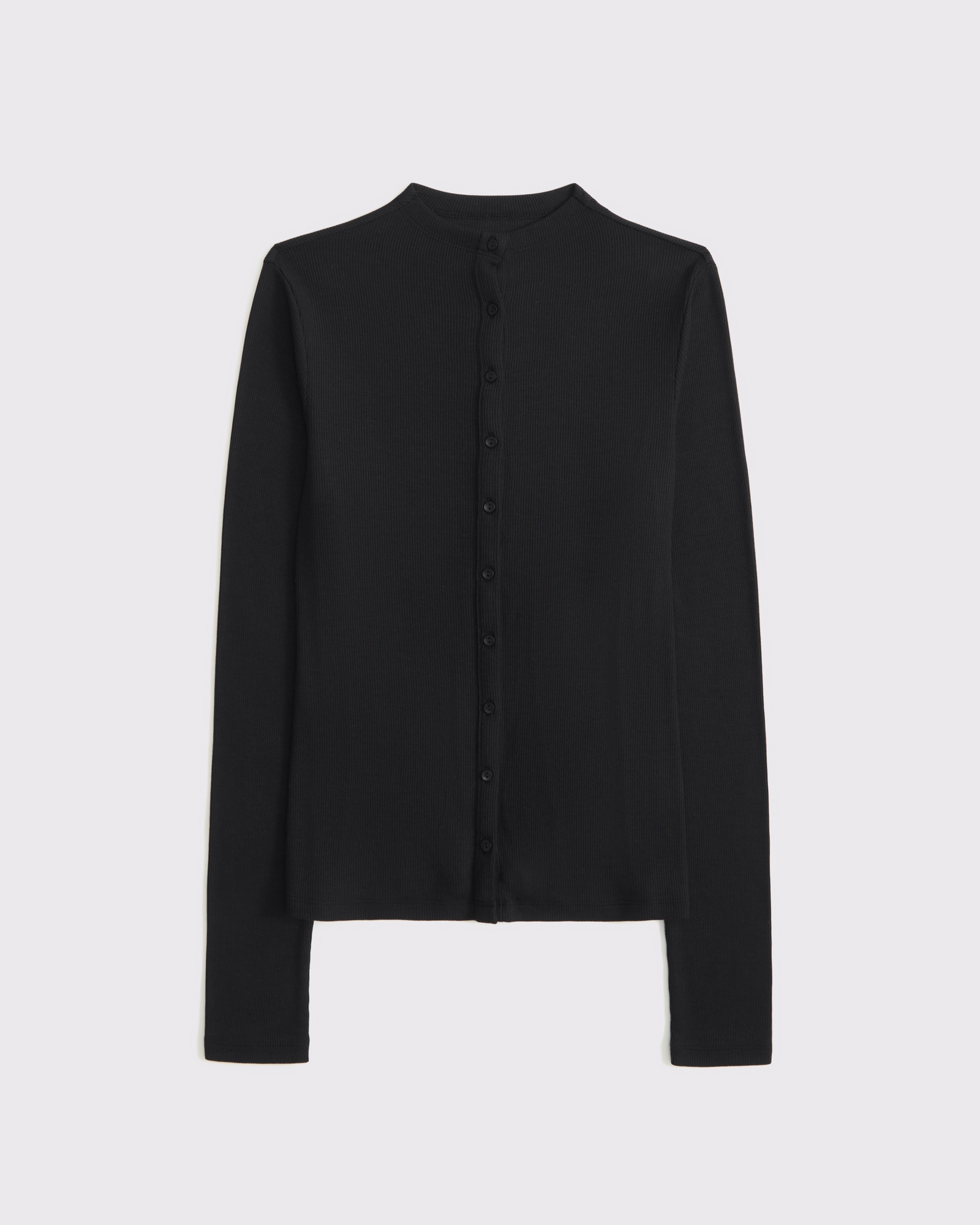 Long-Sleeve Mockneck Button-Through Top