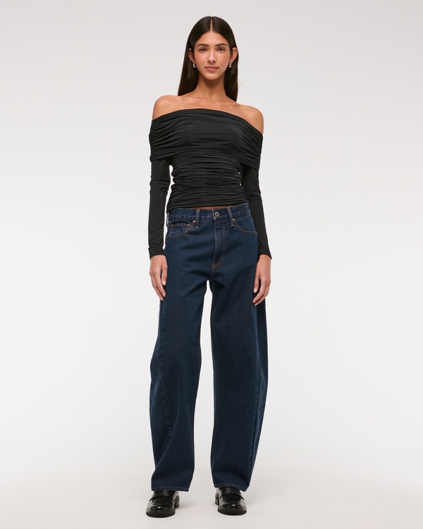 Asymmetrical Foldover Top, Black view 2