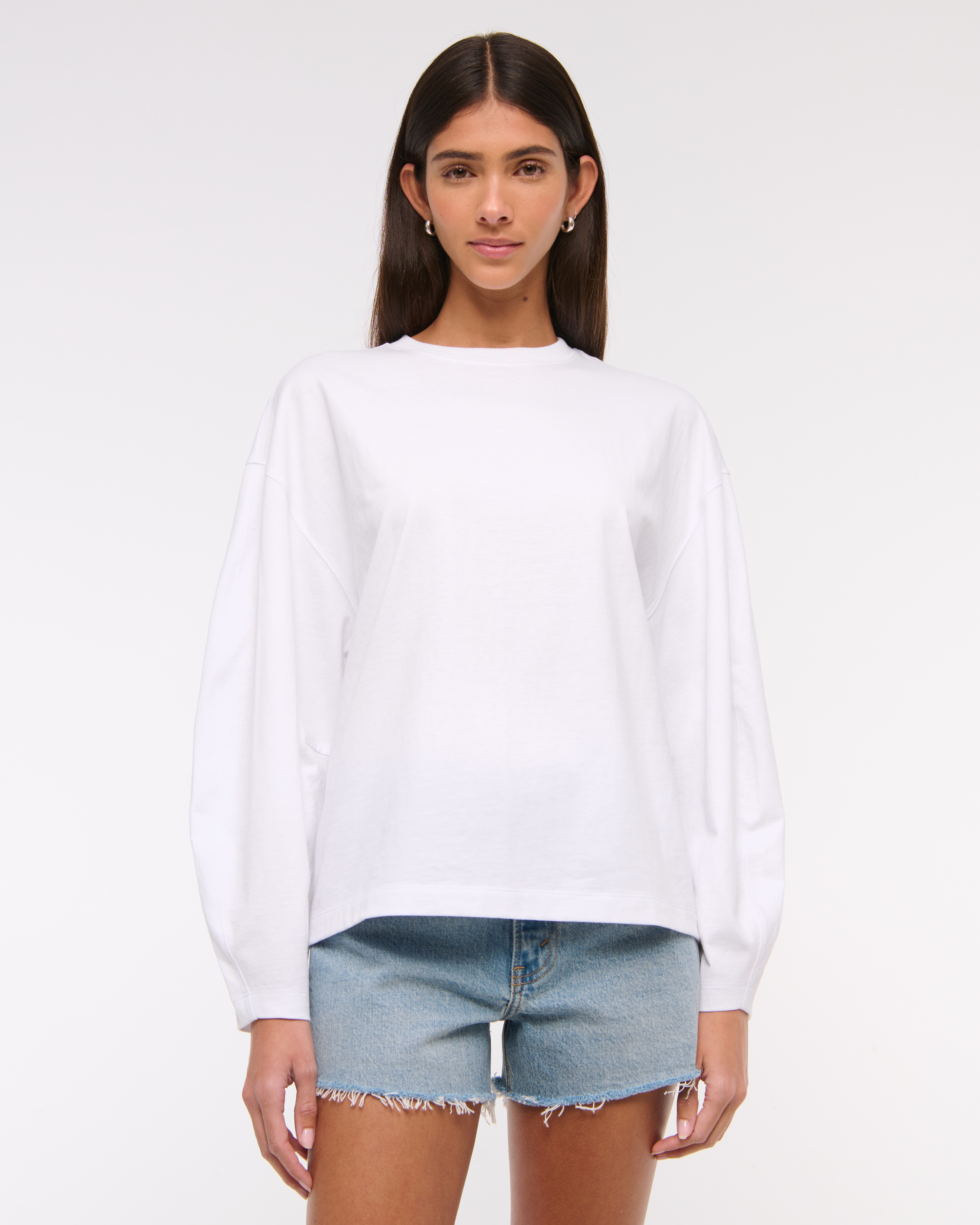 Abercrombie & Fitch Long-sleeve Barrel Tee In White