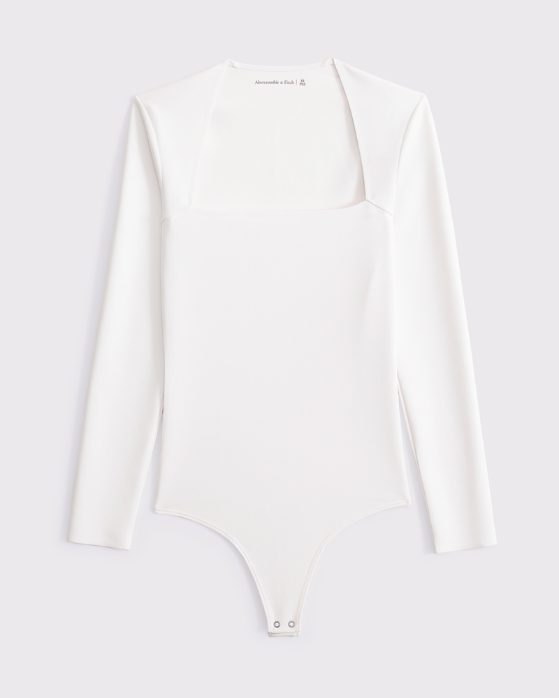 Long-Sleeve Cotton-Blend Seamless Fabric Off-The-Shoulder Bodysuit
