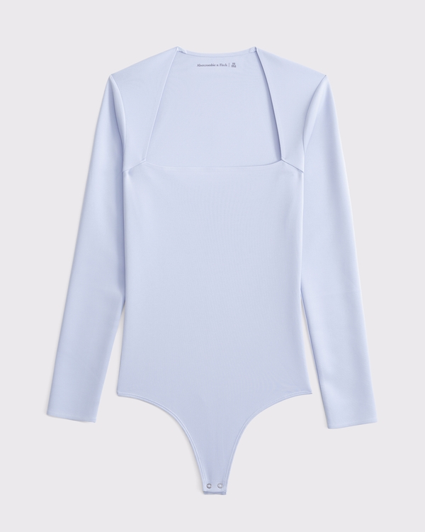 The A&F Ava Long-Sleeve Sculpt Matte Bodysuit, Light Blue view 1