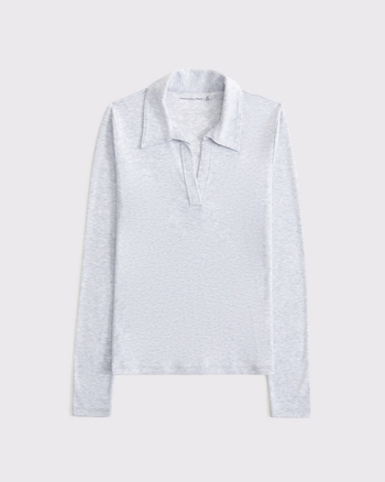 Women's Long-Sleeve V-Neck Collared Top | Women's Tops | Abercrombie.com