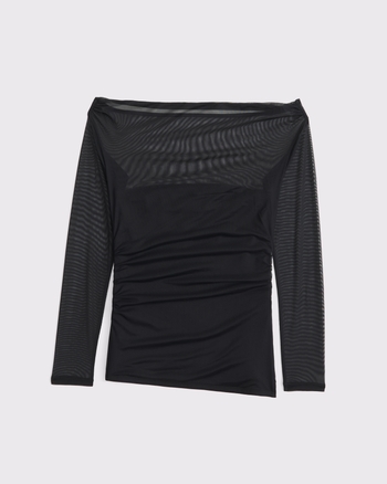 Women's Off-The-Shoulder Draped Mesh Top | Women's Tops | Abercrombie.com
