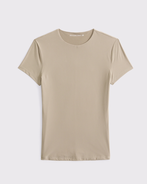 Soft Matte Seamless Tuckable Crew Tee, Brown view 1